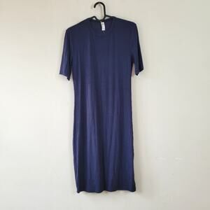 American Apparel Ribbed Short Sleeve  T-Shirt Dress Womens Navy Large